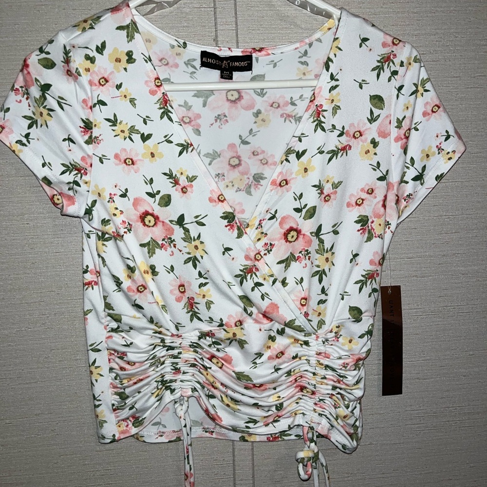 floral v neck wrap top